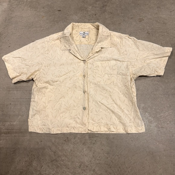 Tommy Bahama Other - Tommy Bahama Button Up Shirt Mens Large Brown Floral Short Sleeve Cropped Cotton
